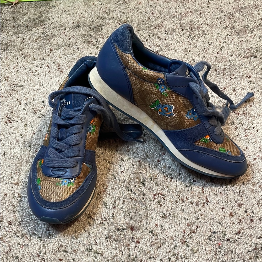 Coach Rebecca Floral Blue Woman’s Sneakers Size 5